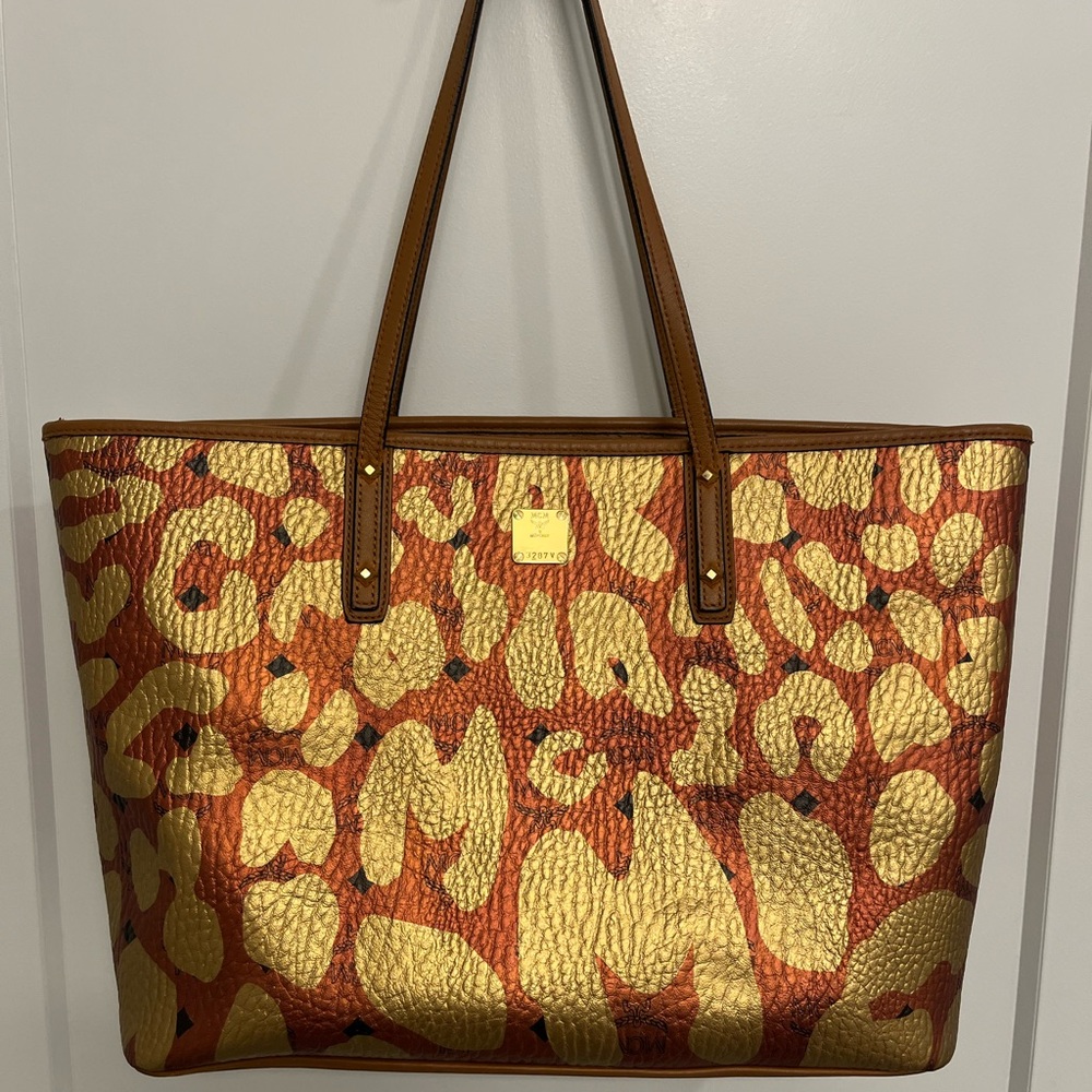 MCM Gold and Brown Tote Bag